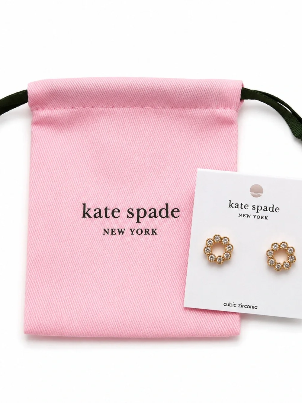 Kate Spade New York Gold Tone Cubic Zirconia Circle Stud Earrings NWT